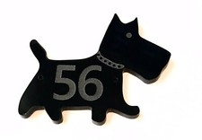 West Highland Terrier Dog Door House Number Sign Plaques in Black Acrylic