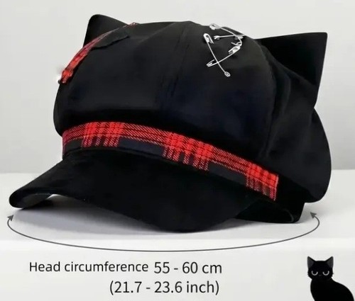 Goth punk black newsboy cap - goth,