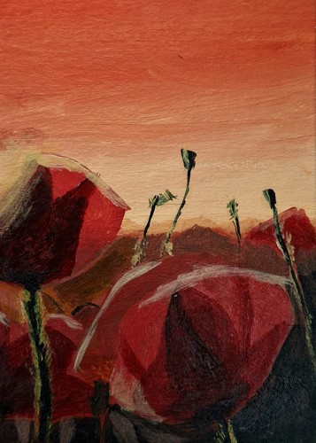 Original poppy field aceo - original,