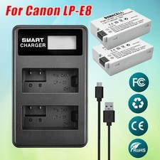 2× LP-E8 Battery & Dual Charger For Canon EOS 700D 600D 550D 650D Rebel T2i T3i