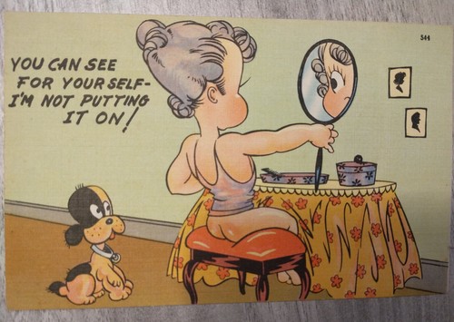 Comic humor linen postcard - comic,