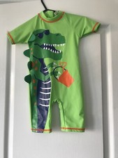 BNWOT MATALAN BRIGHT GREEN CROCODILE SUNSAFE SUN SUIT AGR 18-23 MONTHS