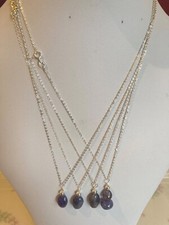 Tanzanite Bead Pendants on Sterling Silver 18" Fine Cable Chains