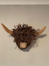 Voyage Maison Highland Cow Head Wooden Wall Sculpture Willow  Rattan ornament