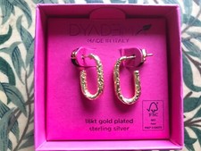 Dyadema Sterling Silver 925 18kt Gold Plated Huggie Hoop Earrings, New Boxed