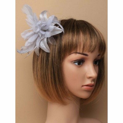 Silver grey flower fascinator - flower,