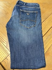 Armani Jeans, Mid Blue Lightly Distressed. 32W31L, Pre Owed Good Condition.
