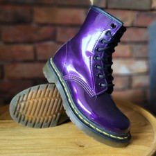 Dr Martens 1460 Vegan Chrome Metallic Purple 8 Eyelets Boots UK 3 Womens