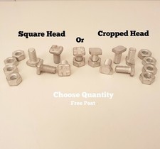 Greenhouse Bolts CROPPED or SQUARE 11mm with Nuts Aluminium Greenhouse Clips