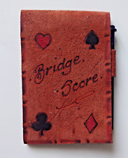 Vintage Bridge Score Card & Pencil Leather Case Unused.