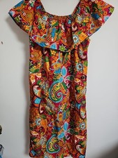 Retro Dress The Clothes Line Floral Off The Shoulder Boho Summer Holiday Size 10