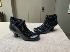 Hush Puppies Vivianna Victorian Steampunk Black Leather Corset Boots 4 UK 37 EU