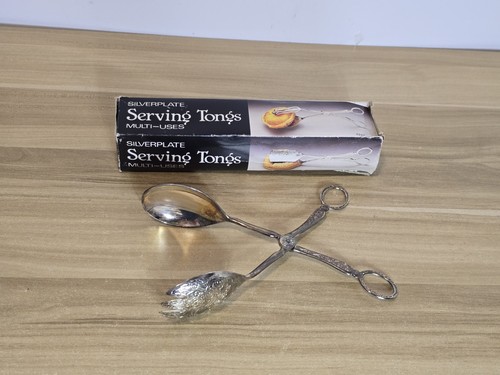 Silver plated serving tongs - silver,