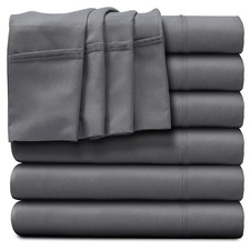 Twin Flat Sheets Only - 6 Pack Bulk Gray Sheets for Massage Table, Hospital B...