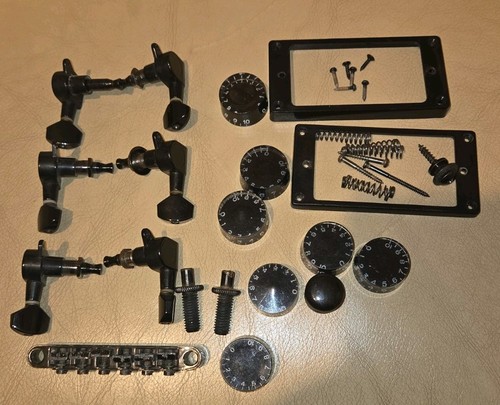Various black guitar parts - various,