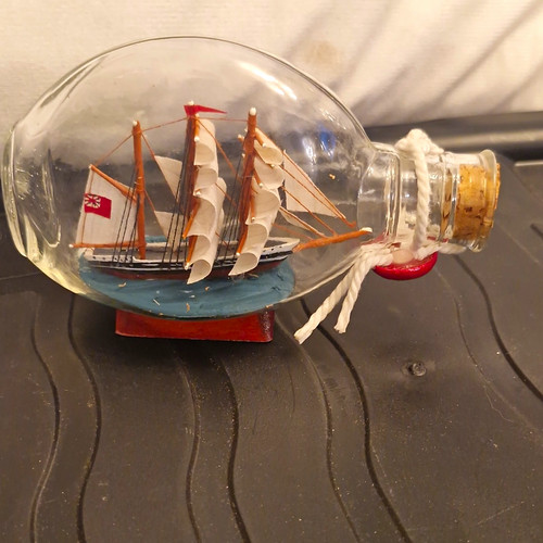 Miniature glass bottle sailing - glass,