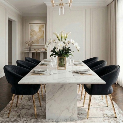 Black velvet dining chairs - chairs, 6pc