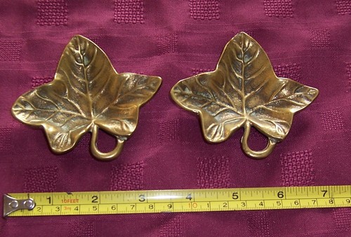 Vintage pair brass ivy leaf - vintage,