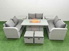 Fimous PE Wicker Rattan Furniture Sofa Sets with Firepit Dining Table Love Sofa