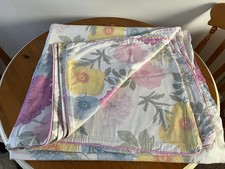 LAURA ASHLEY King Size Satin Cotton Duvet Set White/Large Colourful Flowers 