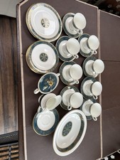 Royal Doulton Carlyle Tea Cups, Sugar Bowl, Jug, 6.5” & 8” Plates, Serving Dish