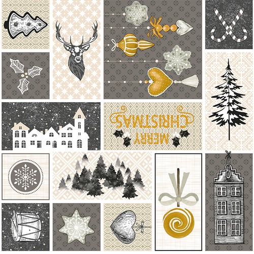 Grey gold christmas reindeer - grey,
