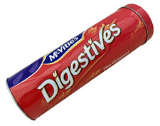 McVitie's Digestives Biscuits Empty Round Cylinder Tube Biscuit Storage Tin
