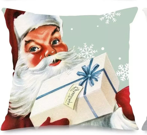 Blue santa christmas cushion - blue,