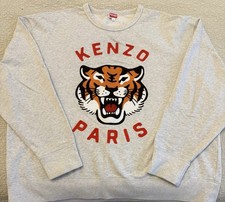 KENZO Paris Oversized Tiger Print Grey Sweatshirt Size XL
