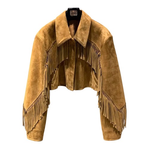 Womens suede fringe jacket - suede,