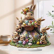 Easter Rabbits Eggs Figurine