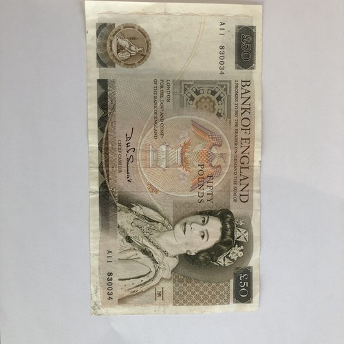 Old fifty pound note bank - old,