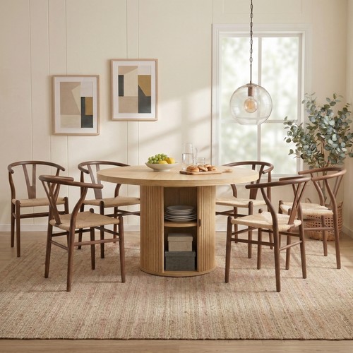 Walnut woven dining chairs - walnut,