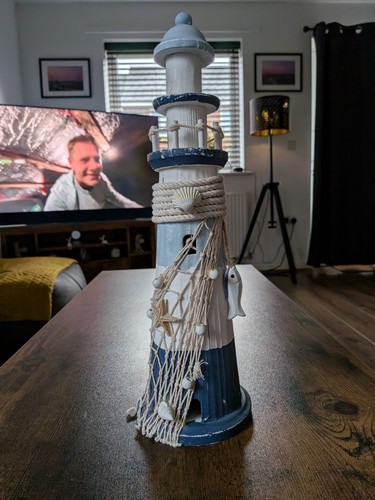 Wooden lighthouse ornament - wooden,