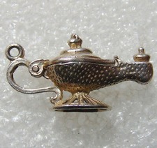 Small Sterling Silver Ali Baba Style Lamp with Genie Inside!  - Charm or Pendant