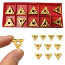 10pcs Golden Lathe Carbide Triangular Tips Inserts Cutting Tools TNMG 160404 ##