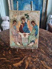 Russian Icon of The Holy Trinity' 10cm x 13cm Wooden Wall Plaque