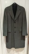 Elegant 100% Wool Grey Herringbone Long Coat By Oratop Heller Model Chest 46" 