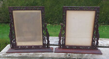 A Pair of Decorative Chinese Carved Wooden Swivel/Swing Photo/Picture Frames
