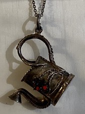 Victorian Sterling Silver 925 Necklace &Red Beryl Pendant