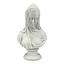 The Veiled Maiden Lady Bust Sculpture by Monti 1875 Cast Marble Statue 7.90 in