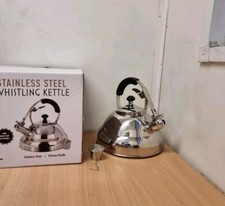 WILLOW & EVERETT STAINLESS STEEL WHISTLING KETTLE 3L WITH TEA STRAINER UK GIFT