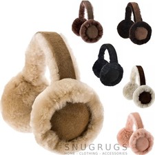LADIES REAL THICK SHEEPSKIN EAR MUFFS & GIFT BOX BLACK CHESTNUT, BROWN, PINK, 