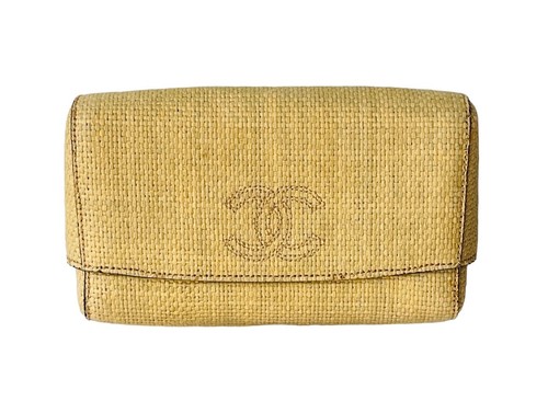 Chanel clutch straw beige - chanel,