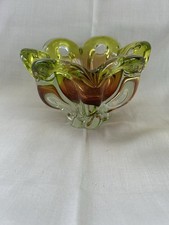 Josef Hospodka Vintage Czech Pink Salmon Lime Green Bowl Ashtray 1960s