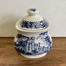 Vintage J & G Meakin Haddon Hall Lidded Sugar Bowl - Merrie England 9.5cms Tall