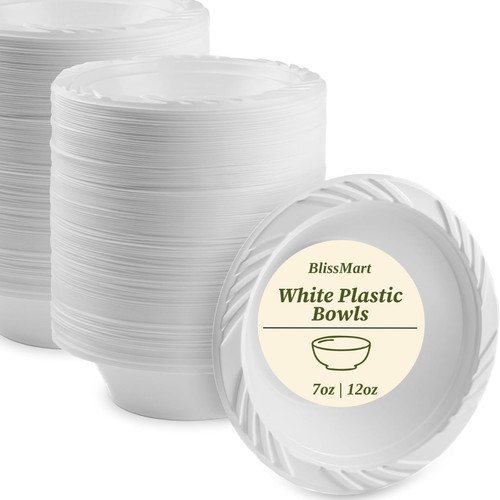 White plastic bowls 7oz - plastic,