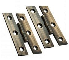 A Pair of Solid Antique Brass Cabinet "H" shape Polished Butt Hinges (XL54)