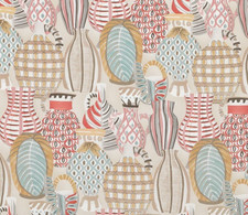 NINA CAMPBELL CURTAIN FABRIC DESIGN Collioure 3.5 MTRS CORAL/DUCKEGG 100% COTTON