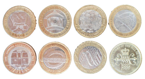 Two pound coins - coins, (x8)